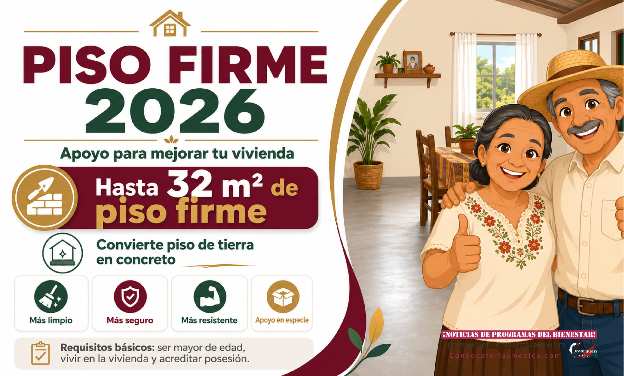Piso Firme Yucatán 2026: requisitos para recibir apoyo de Construyendo Bienestar