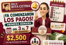 Beca Rita Cetina 2026: inicia primera semana de pagos, consulta el calendario oficial del 3 al 7 de agosto