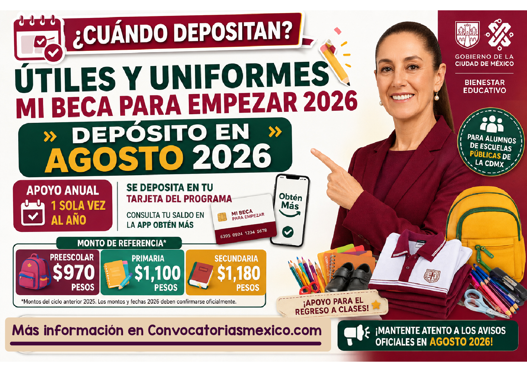 ¿Cuándo depositan el apoyo de útiles y uniformes de Mi Beca para Empezar 2026? Esto se sabe del pago de agosto