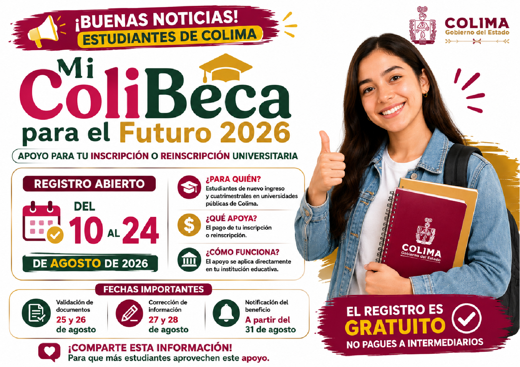 Mi ColiBeca para el Futuro 2026 abre registro este 10 de agosto: así puedes obtener apoyo para pagar tu inscripción universitaria