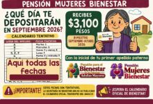 ¡Tu fecha exacta de Pensión Mujeres Bienestar! Calendario tentativo de pagos para septiembre 2026