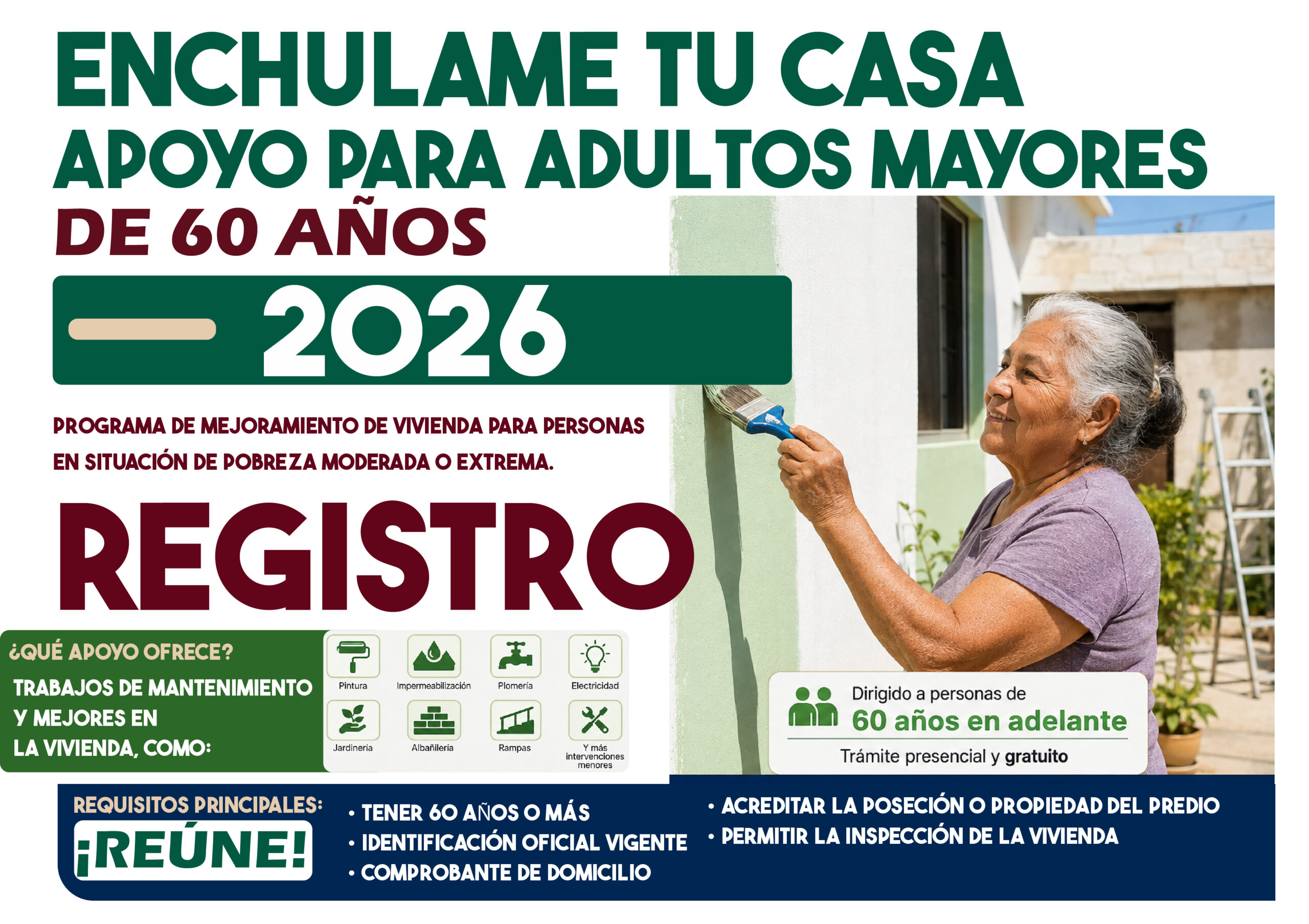 Enchula tu Casa en Mérida: apoyo para adultos mayores de 60 años, requisitos y dónde solicitarlo