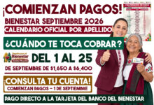 Comienzan pagos de los Programas del Bienestar en septiembre 2026: calendario por apellido y montos a recibir