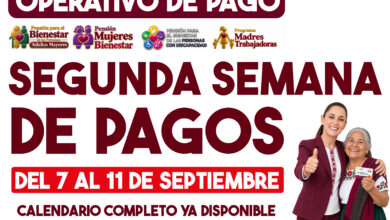 Segunda semana de pagos Bienestar septiembre 2026: letras que cobran del 7 al 11 y montos