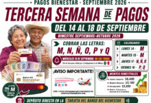 Tercera semana de pagos Bienestar septiembre 2026: letras que cobran del 14 al 18 de septiembre
