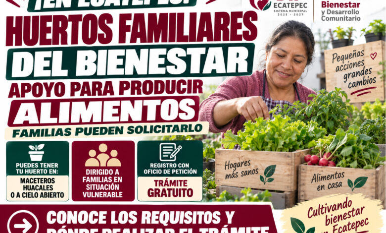 Huertos Familiares del Bienestar en Ecatepec: familias pueden solicitar apoyo para producir alimentos