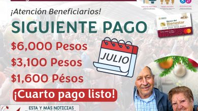 $6,000 + $3,100 + $1,600 pesos Siguiente pago para los Beneficairios de la Pensión Bienestar