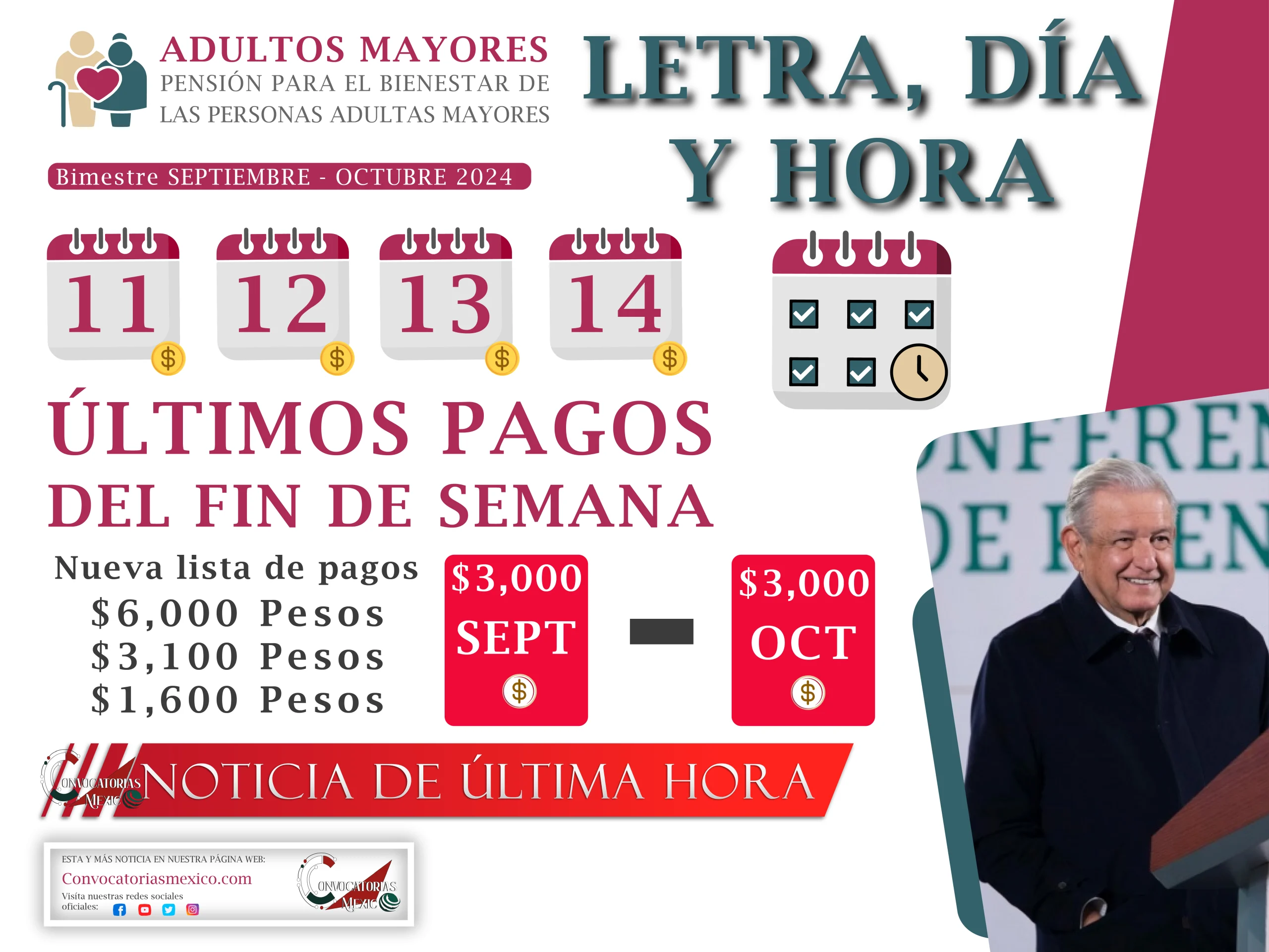 Letra, día y hora de tu pago de la Pensión Bienestar 2024 Últimos pagos del fin de semana