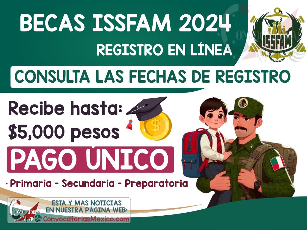 ≫ Consulta las de fechas de Registro: Beca ISSFAM 2024-2025: $5,000.00