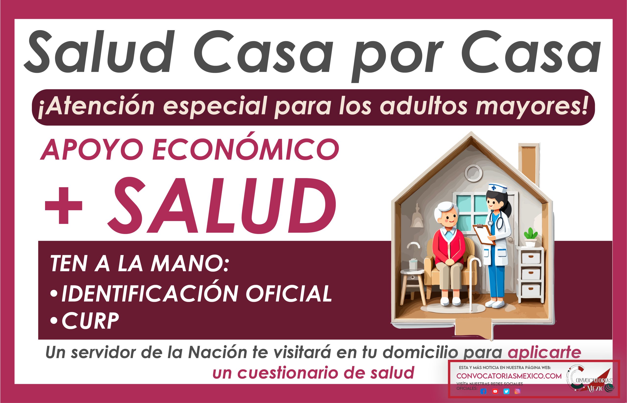 Apoyo económico + salud para adultos mayores de la Pensión Bienestar 2024