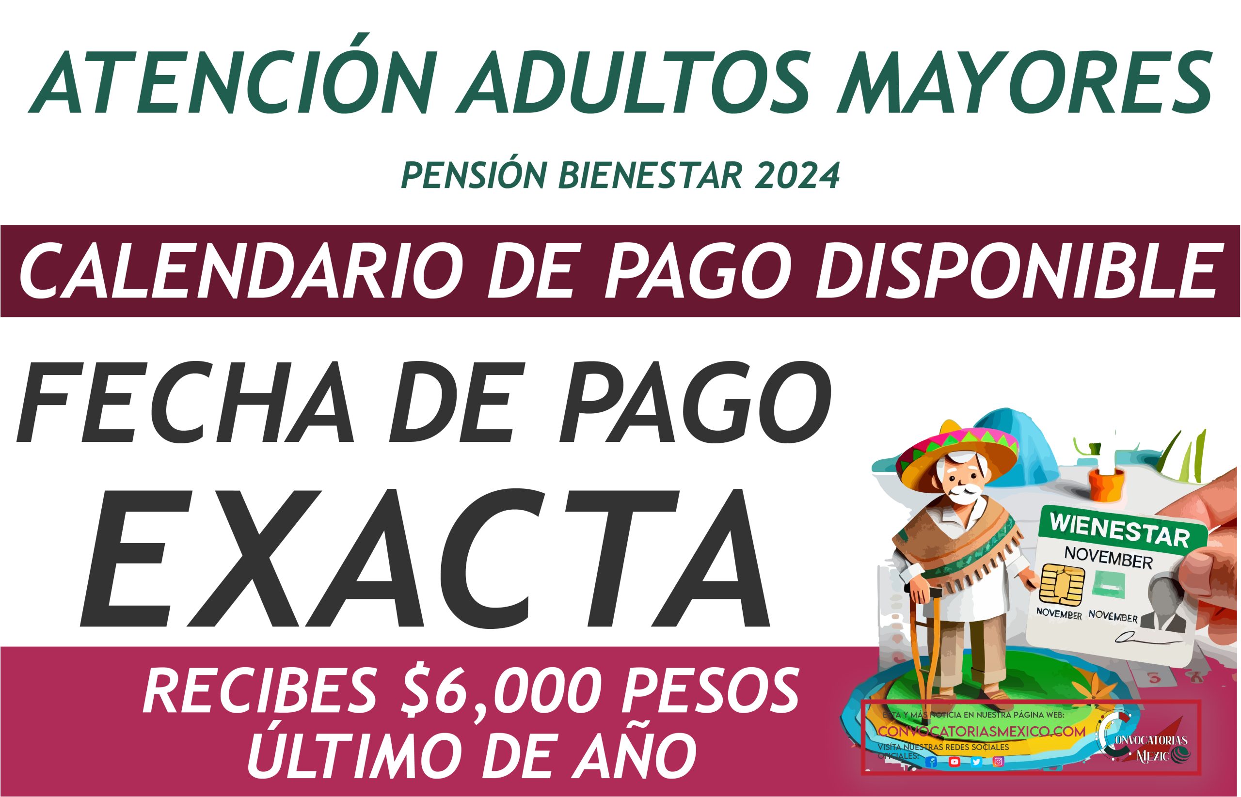 Calendario de pago disponible Tu fecha exacta de pago de la Pensión Bienestar 2024