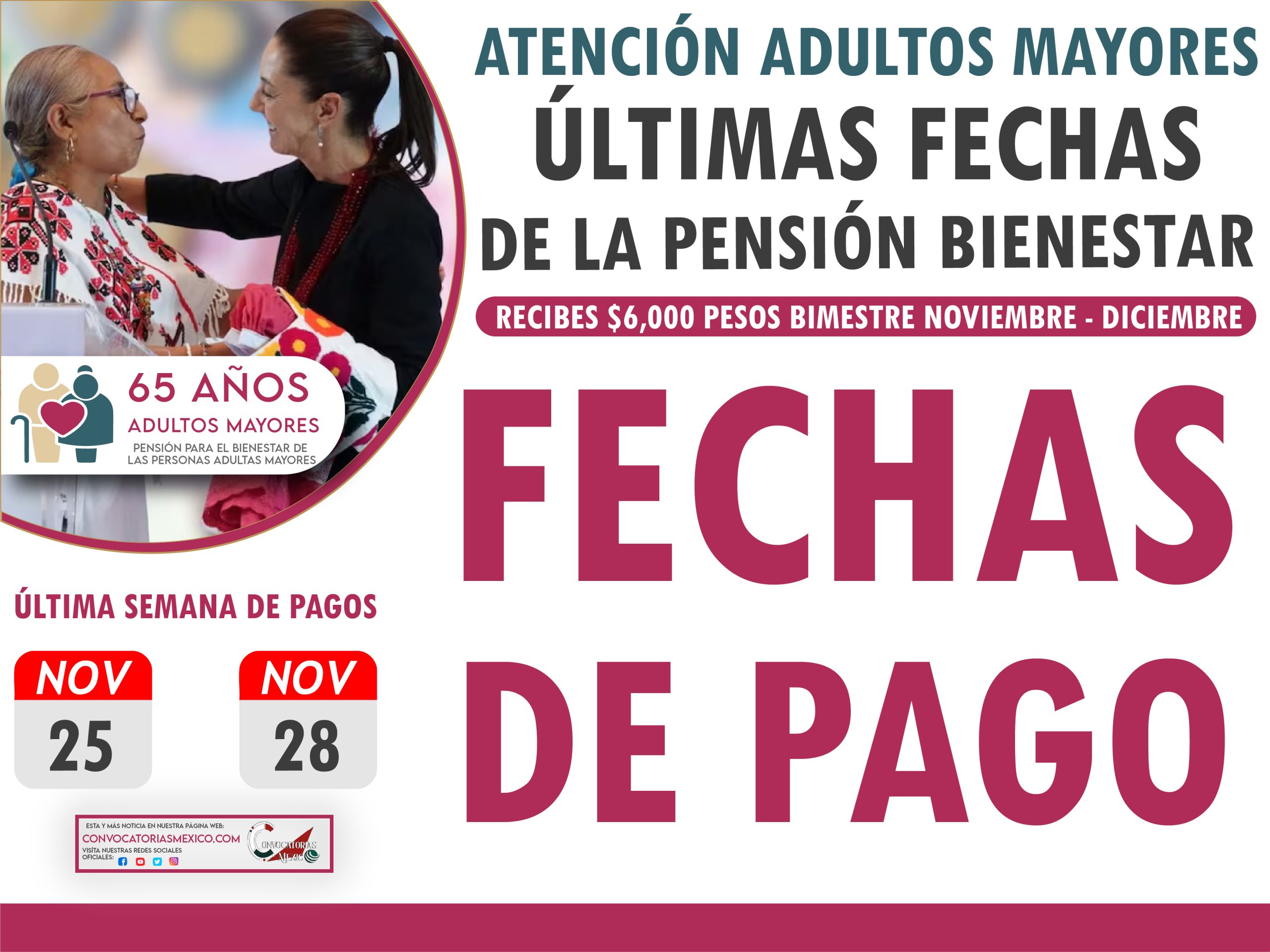 Estos son los adultos mayores que reciben su pago del 25 al 28 de noviembre de la Pensión Bienestar 2024