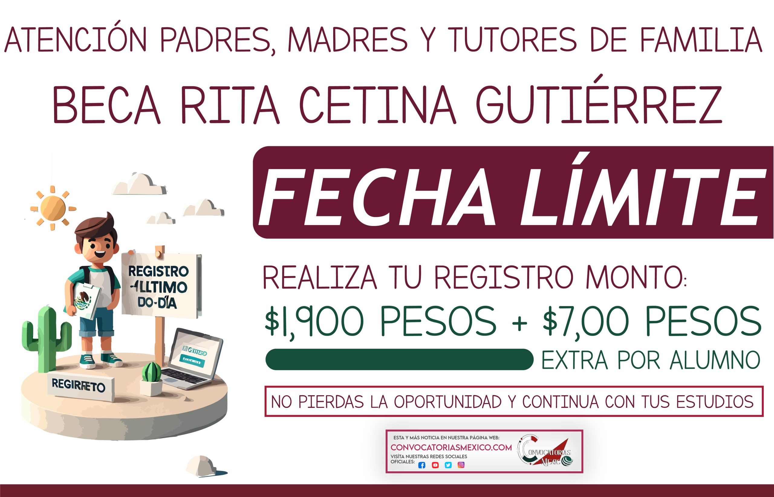 Fecha límite para recibir los $1,900 pesos bimestrales de la Beca Rita Cetina Gutiérrez