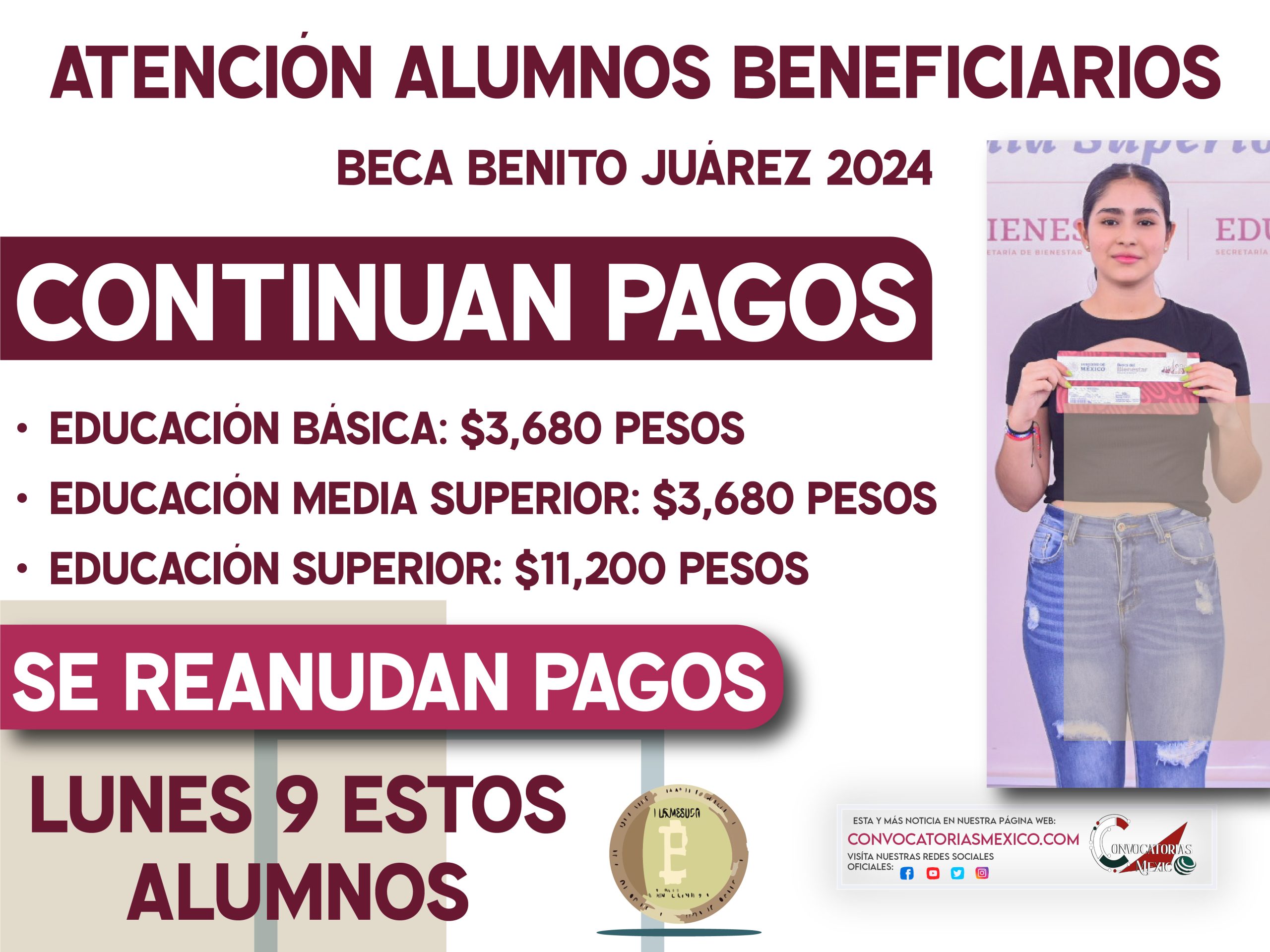 Se reanudan pagos el lunes 9 de diciembre $3,680 pesos de la Beca Benito Juárez 2024