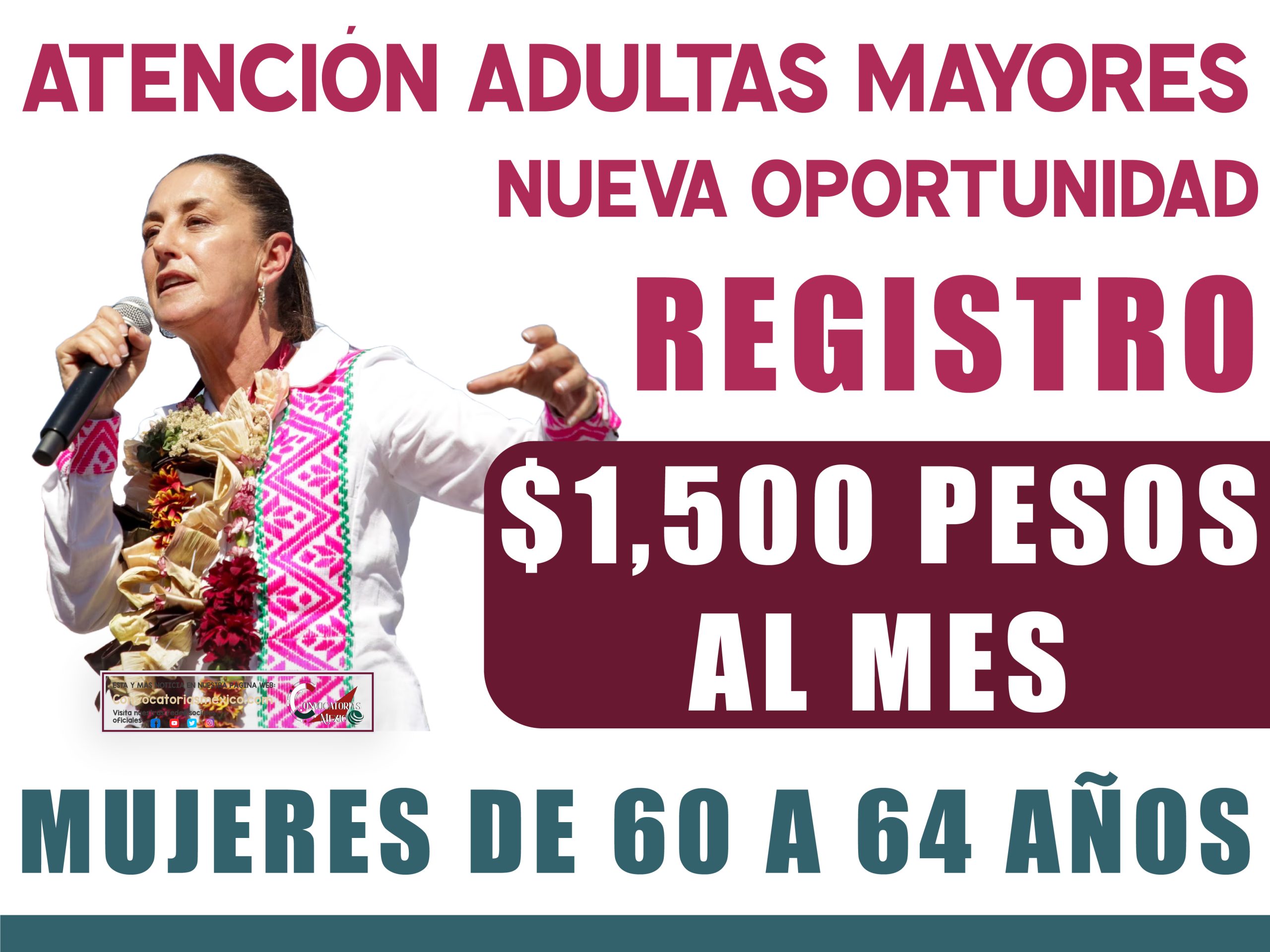 $1,500 pesos mensuales Nueva Fecha de Registro para la Pensión Mujeres 2025