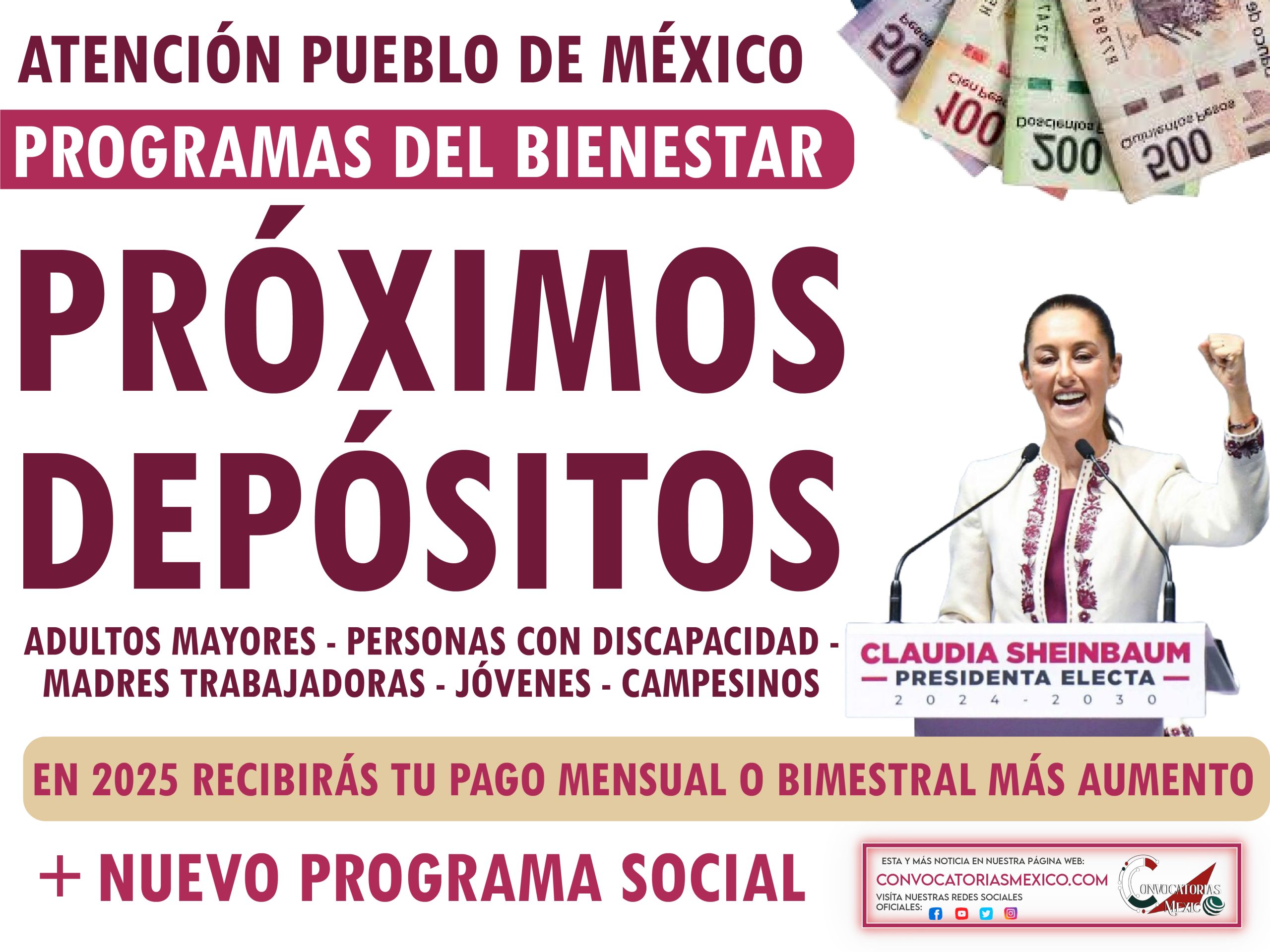 01 al 31 de Enero Lista de pagos para enero de los programas del Bienestar