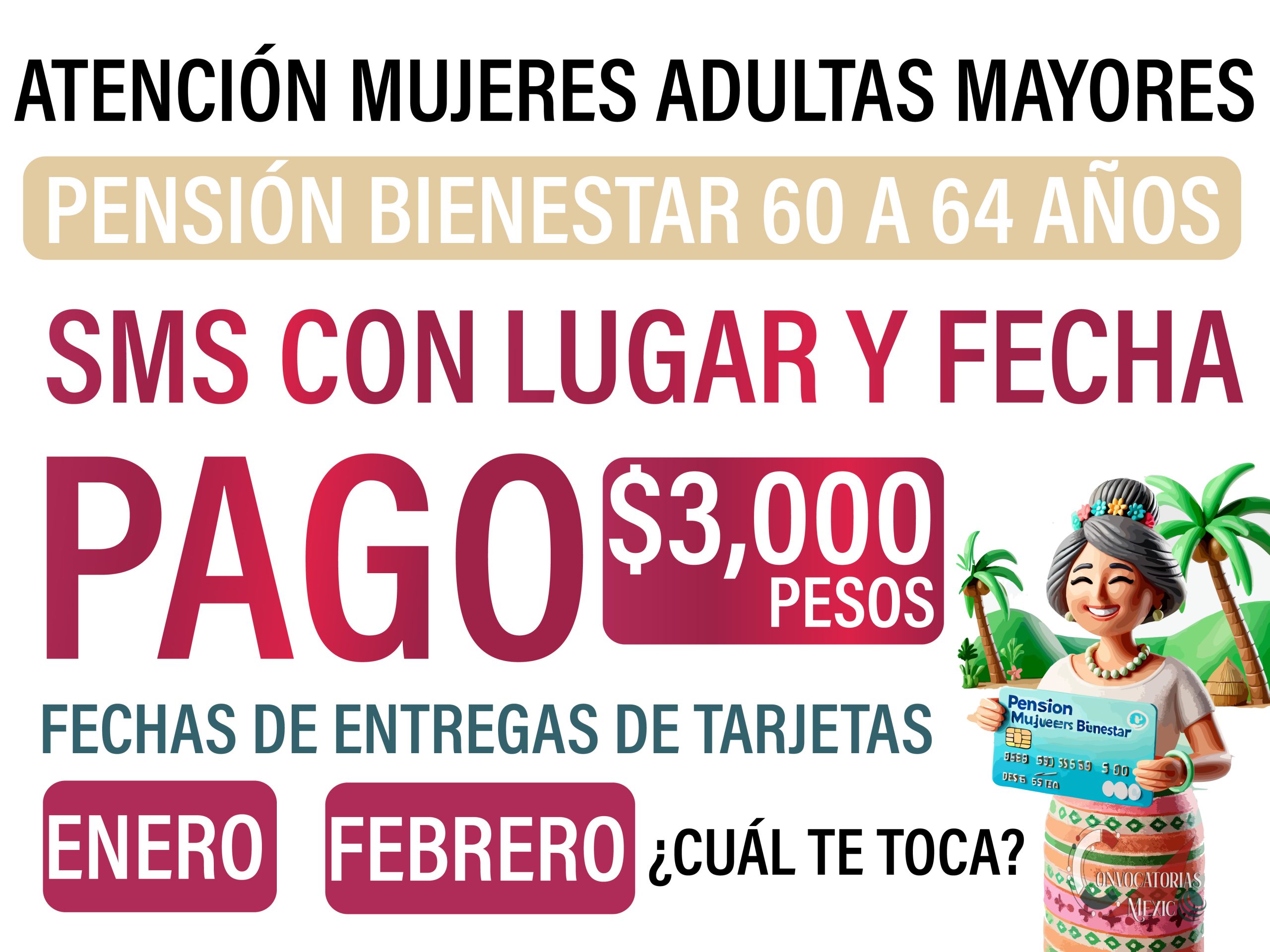 LUGAR Y FECHA Entrega de tarjetas para la Pensión Mujeres de 60 a 64 años