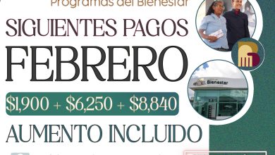 $1,900 + $6,250 + $8,840 pagos para el mes de febrero de los programas del bienestar 2025