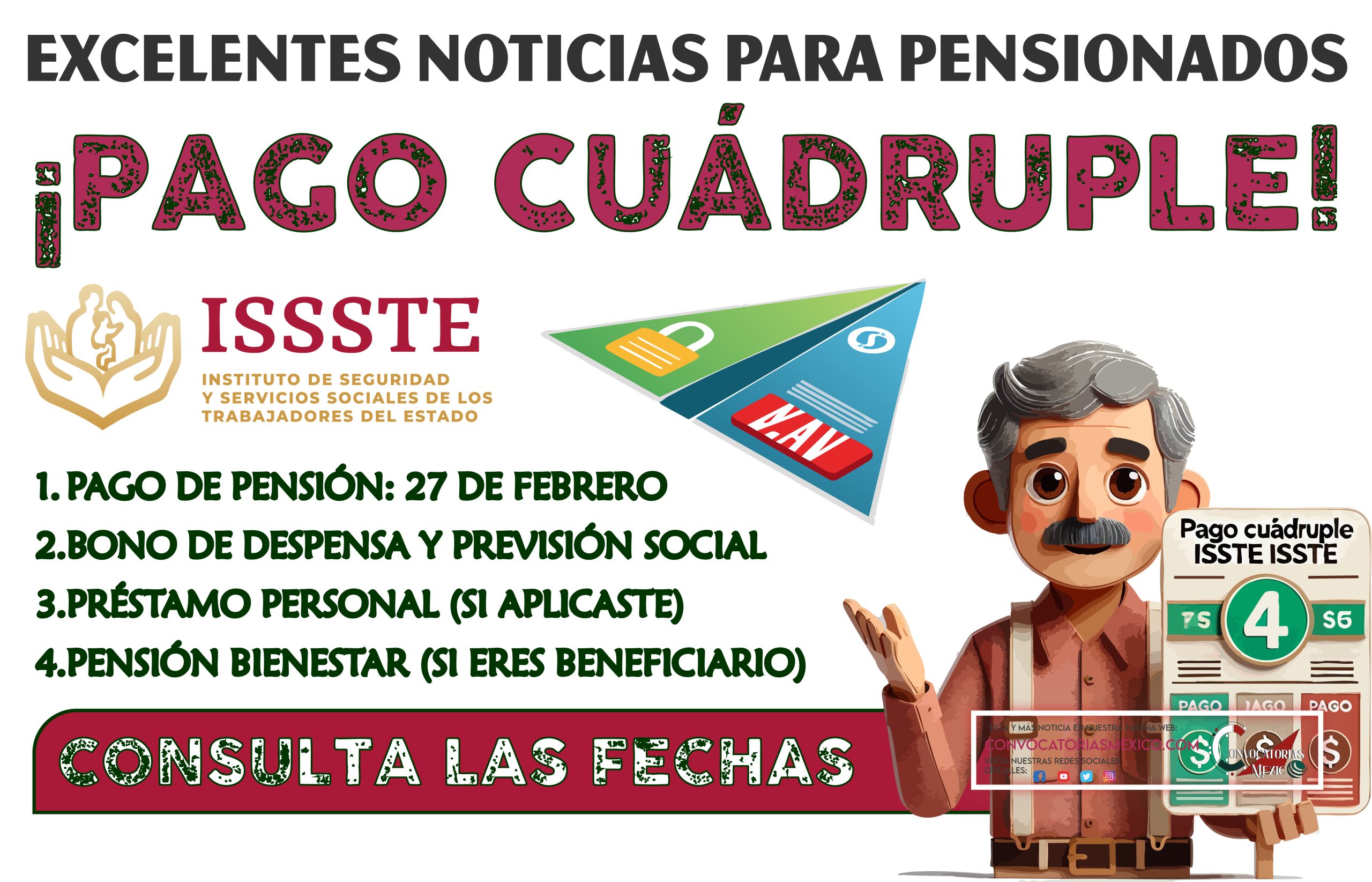 ¿Pago cuádruple para beneficiarios de la pensión ISSSTE? 