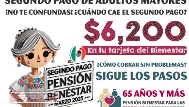 ¿Cuándo cae el segundo pago? Así retira tu apoyo de $6,200 pesos de la Pensión Bienestar 2025