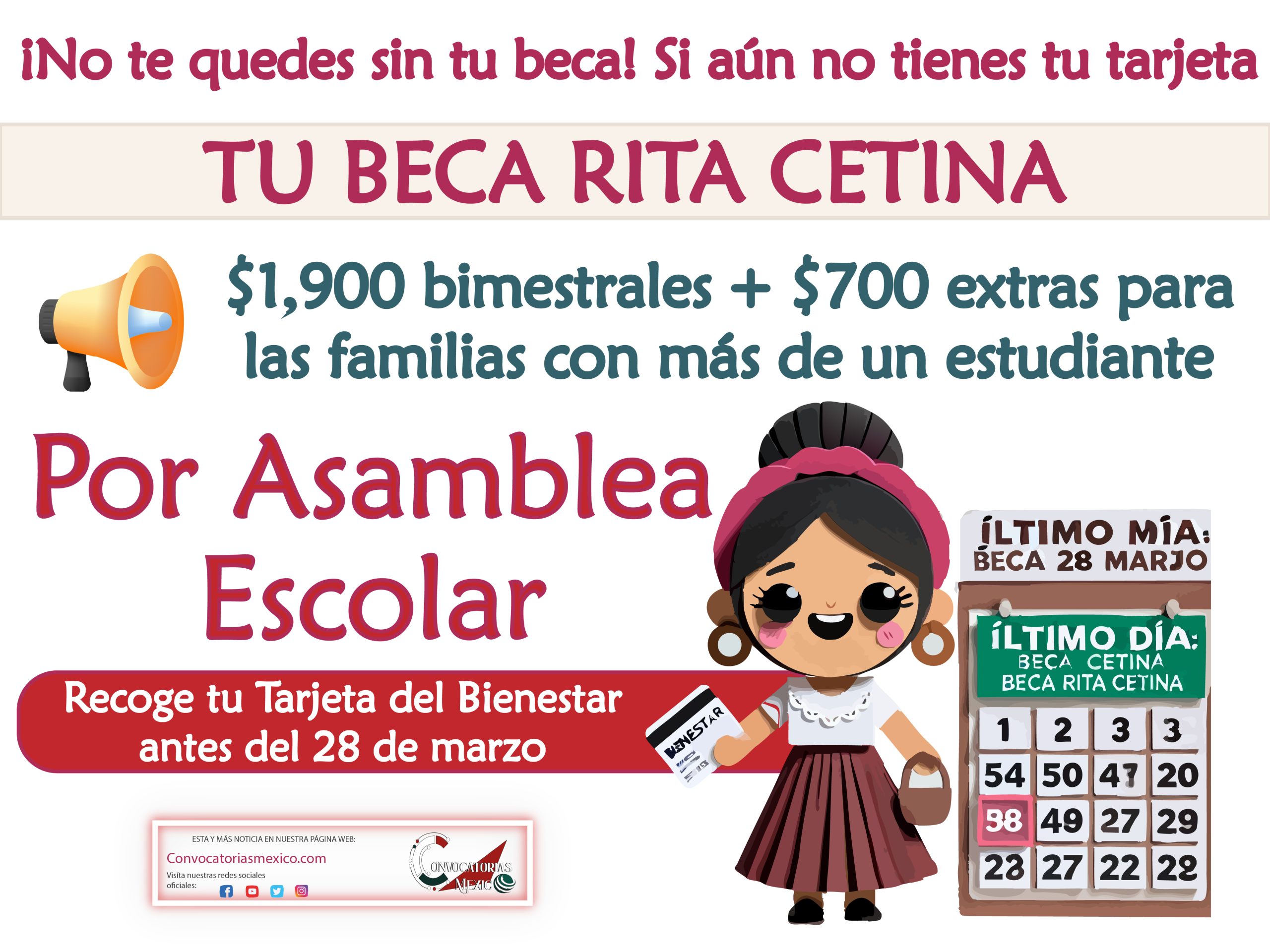 Fecha límite para recibir la tarjeta de la Beca Rita Cetina Gutiérrez 2025