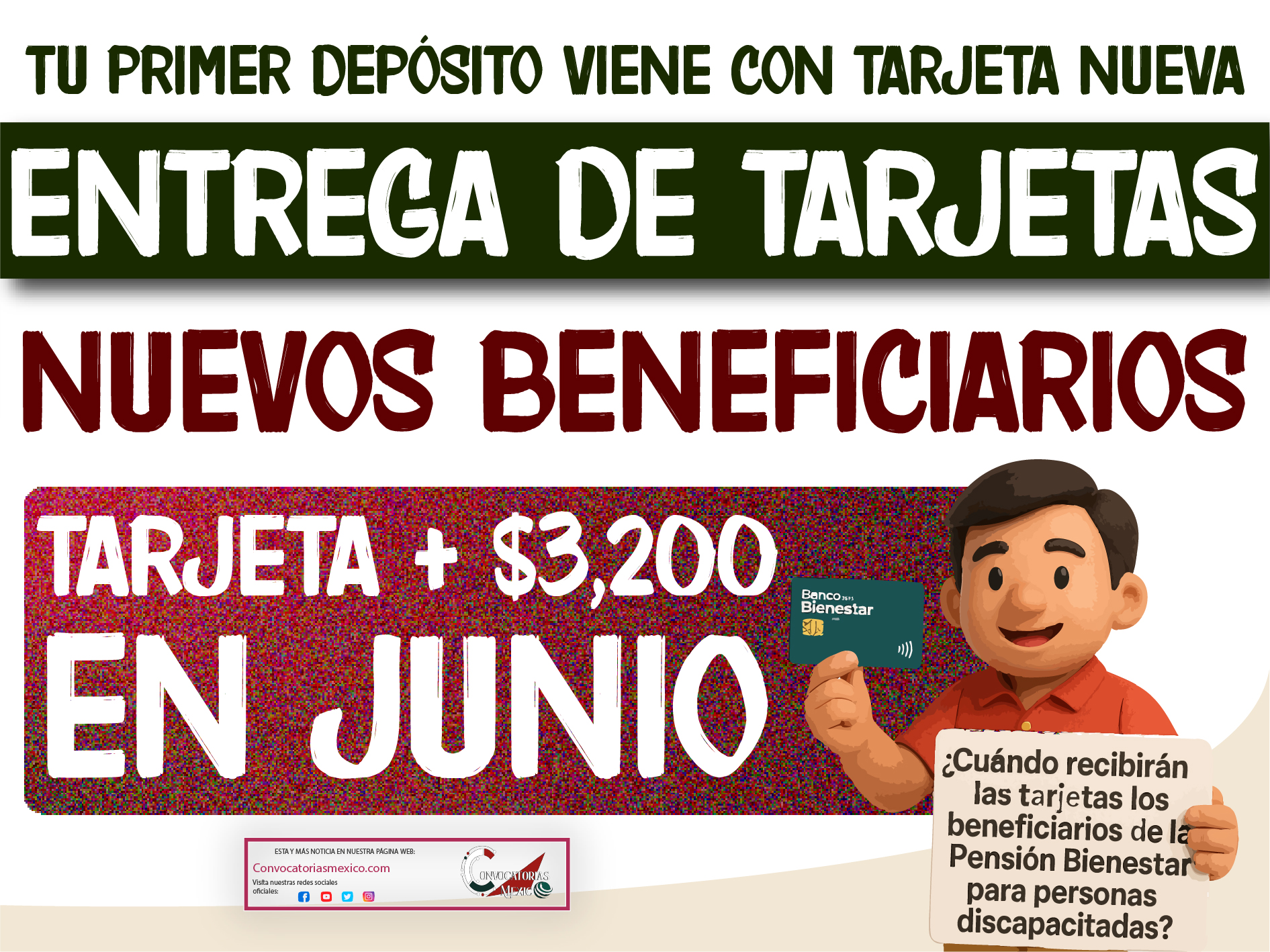 ¡ENTREGA DE TARJETAS! Pago + tarjeta de la Pensión Bienestar para Personas con Discapacidad