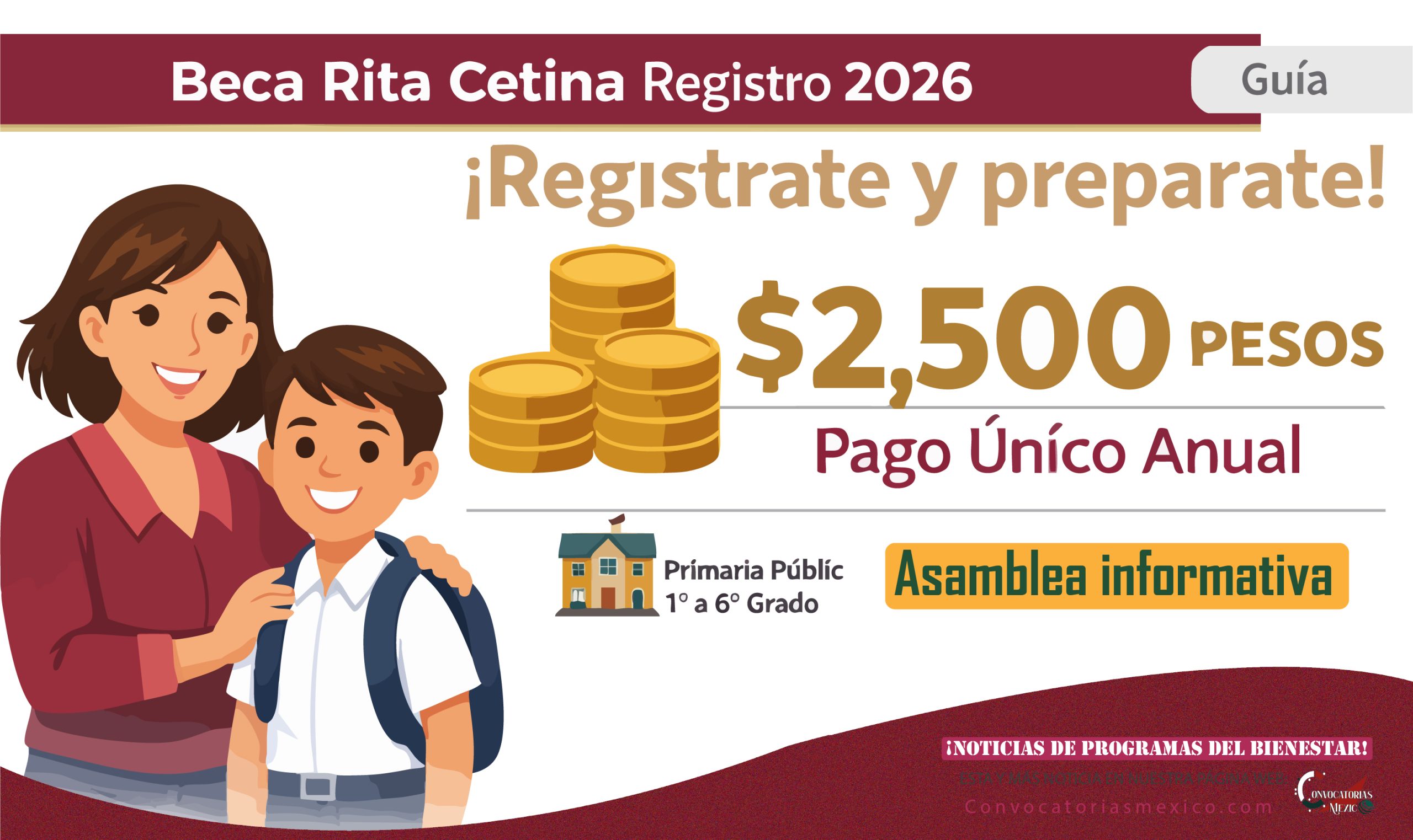 Amplían registro de la Beca Rita Cetina para Primaria en 2026: ¿quiénes cobrarán 2,500 pesos?
