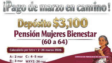 ¡Tu fecha exacta de pago! $3,100 pesos de la Pensión Mujeres Bienestar 60 a 64 años