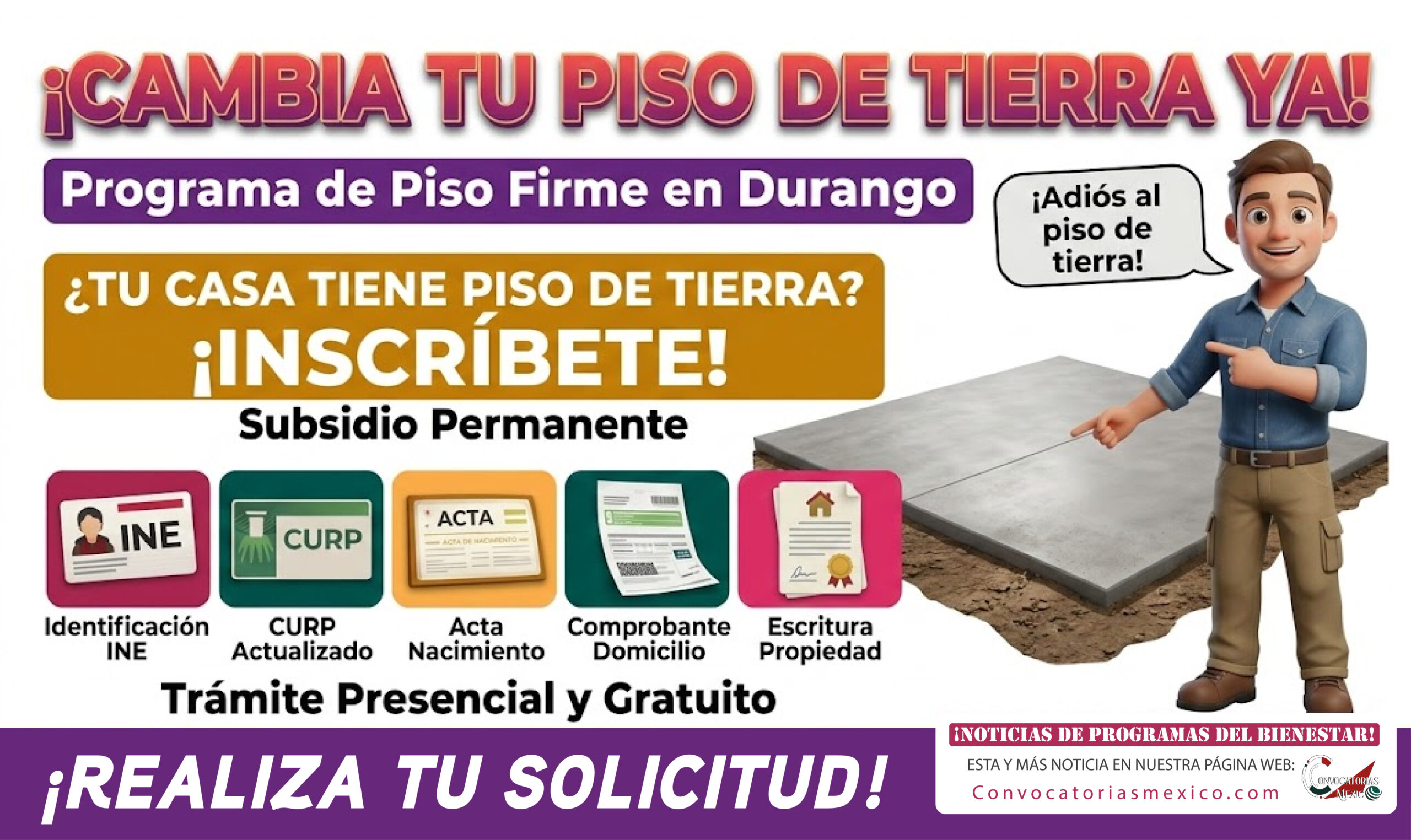¡CAMBIA TU PISO DE TIERRA YA! Programa de Piso Firme para este 2026