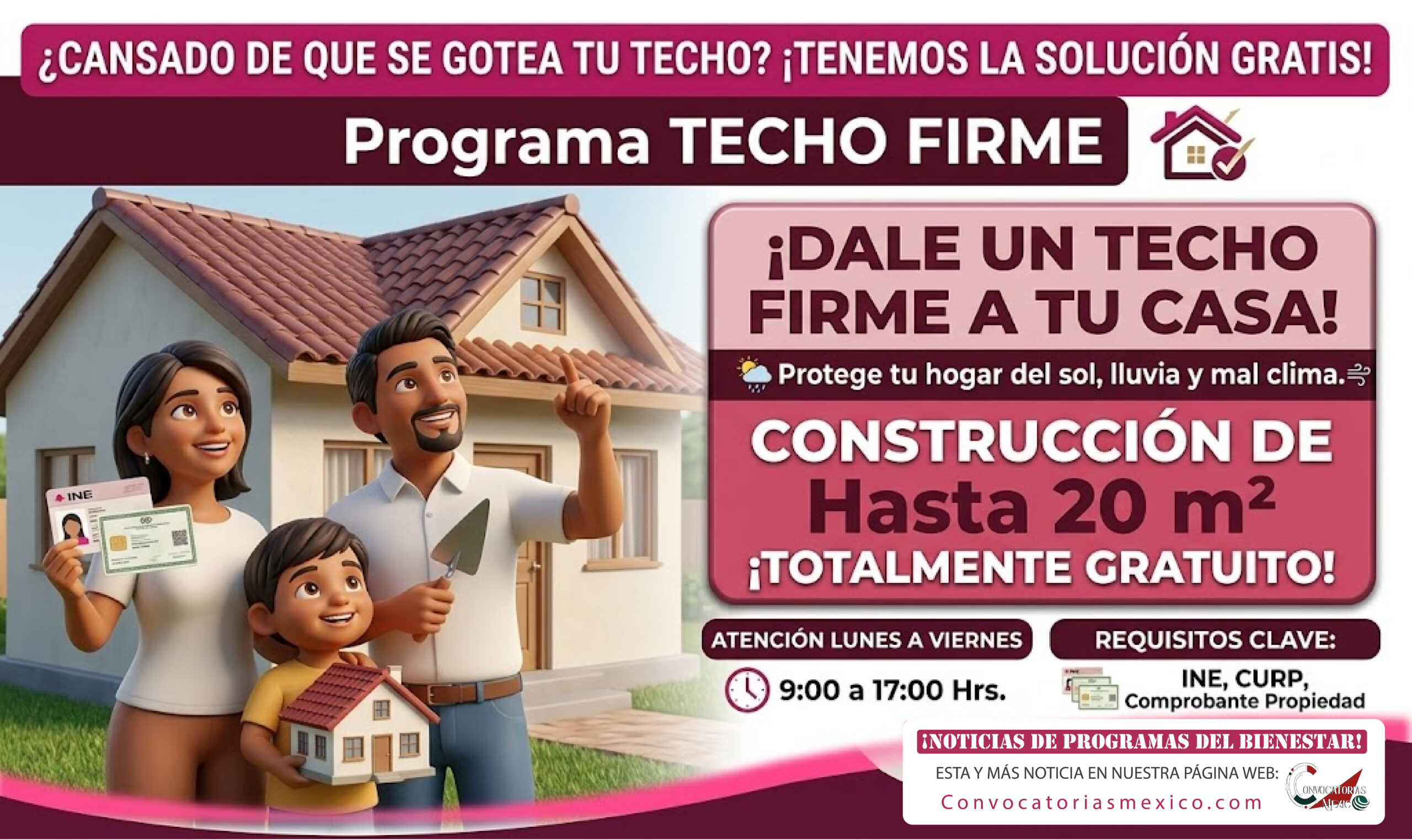 Hasta 20 m2 de construcción Techo Firme: apoyo para mejorar el techo de tu casa