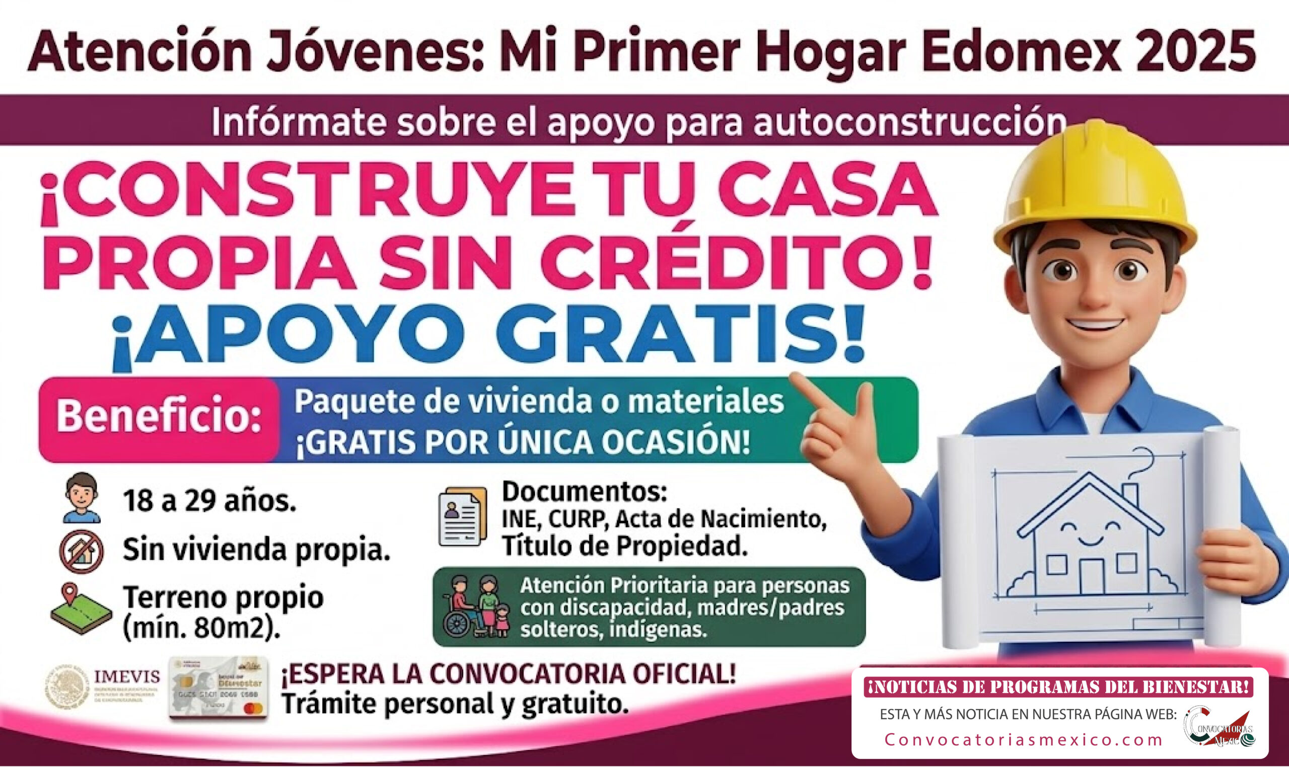 Mi Primer Hogar 2025: apoyo gratis para jóvenes que quieren construir su vivienda