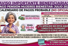 Primera semana de pagos para la Pensión Mujeres Bienestar: así quedarían las fechas de pago para julio de 2026