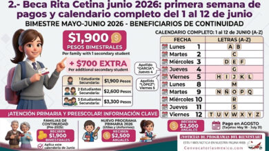 Beca Rita Cetina junio 2026: primera semana de pagos y calendario completo del 1 al 12 de junio