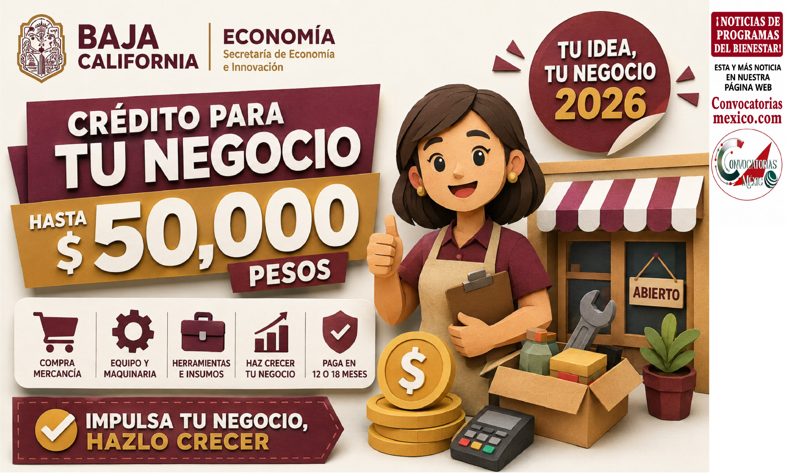 Baja California abre financiamiento “Tu Idea, Tu Negocio 2026” para pequeños negocios