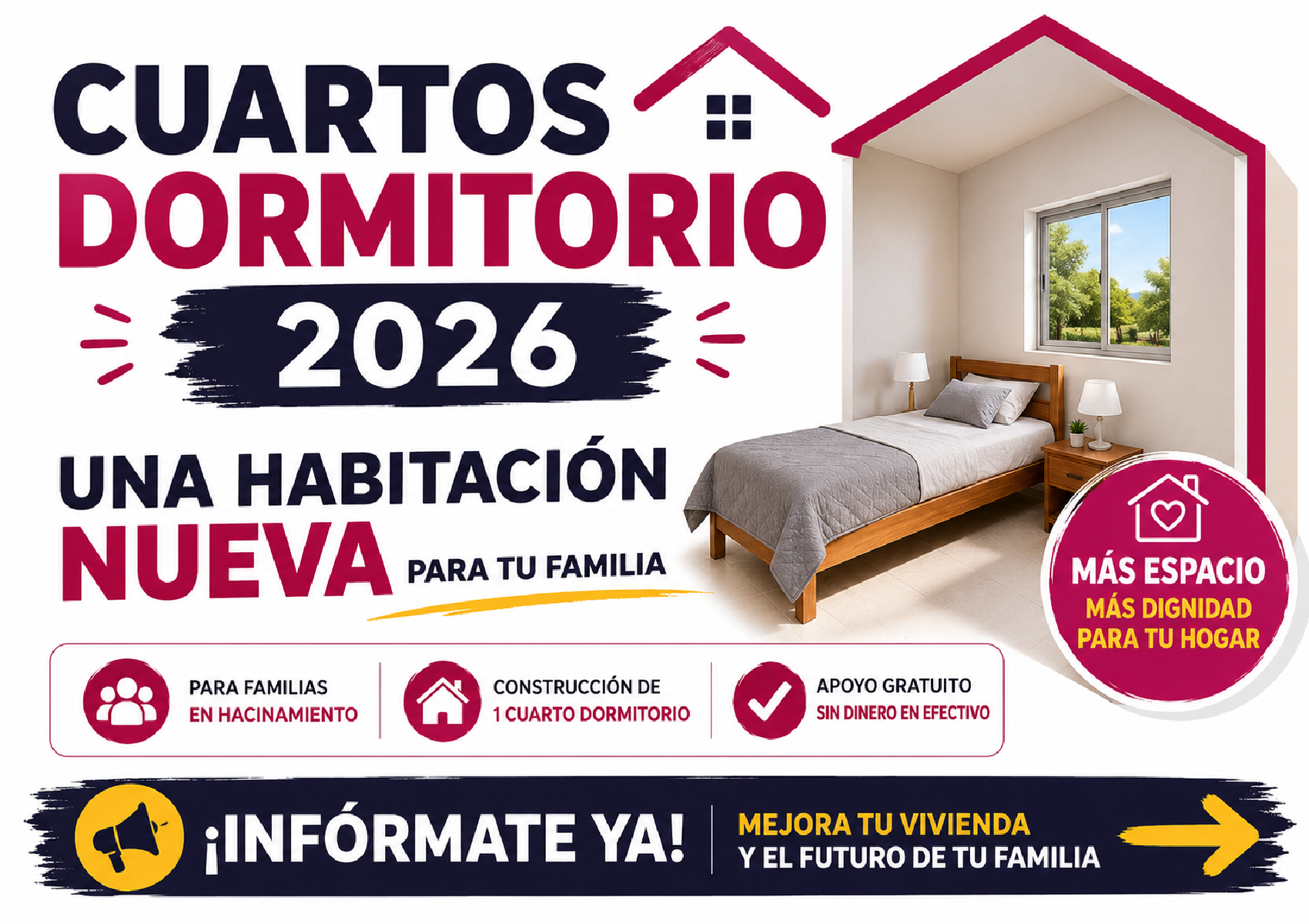 Cuartos Dormitorio Puebla 2026: requisitos para recibir una habitación nueva en la vivienda