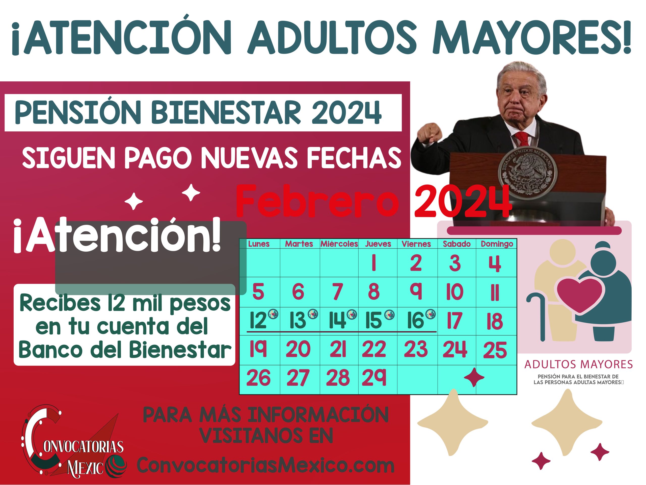 ¿Quiénes reciben el pago del 12 al 16 de Febrero? De la Pensión Bienestar 2024