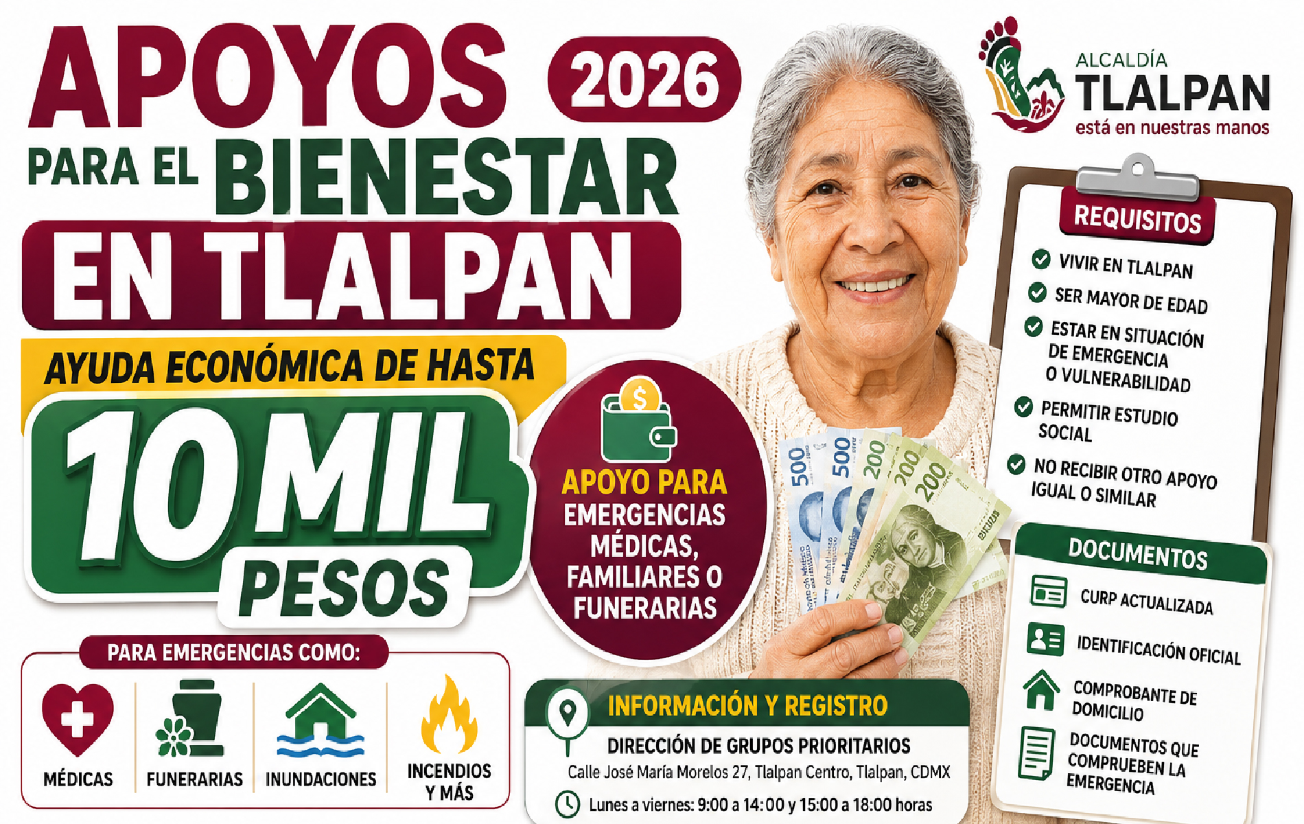 Apoyos para el Bienestar 2026 en Tlalpan: requisitos, documentos y ayuda de hasta 10 mil pesos