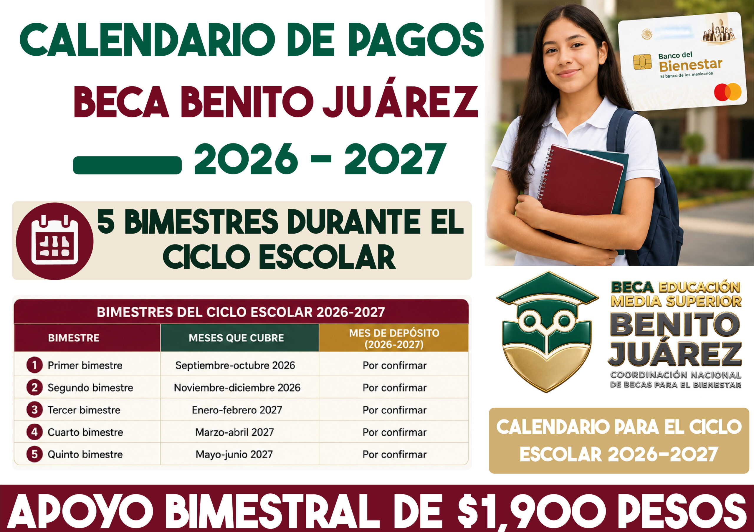 Calendario de pagos Beca Benito Juárez 2026-2027: estos son los 5 bimestres que corresponden al siguiente ciclo escolar