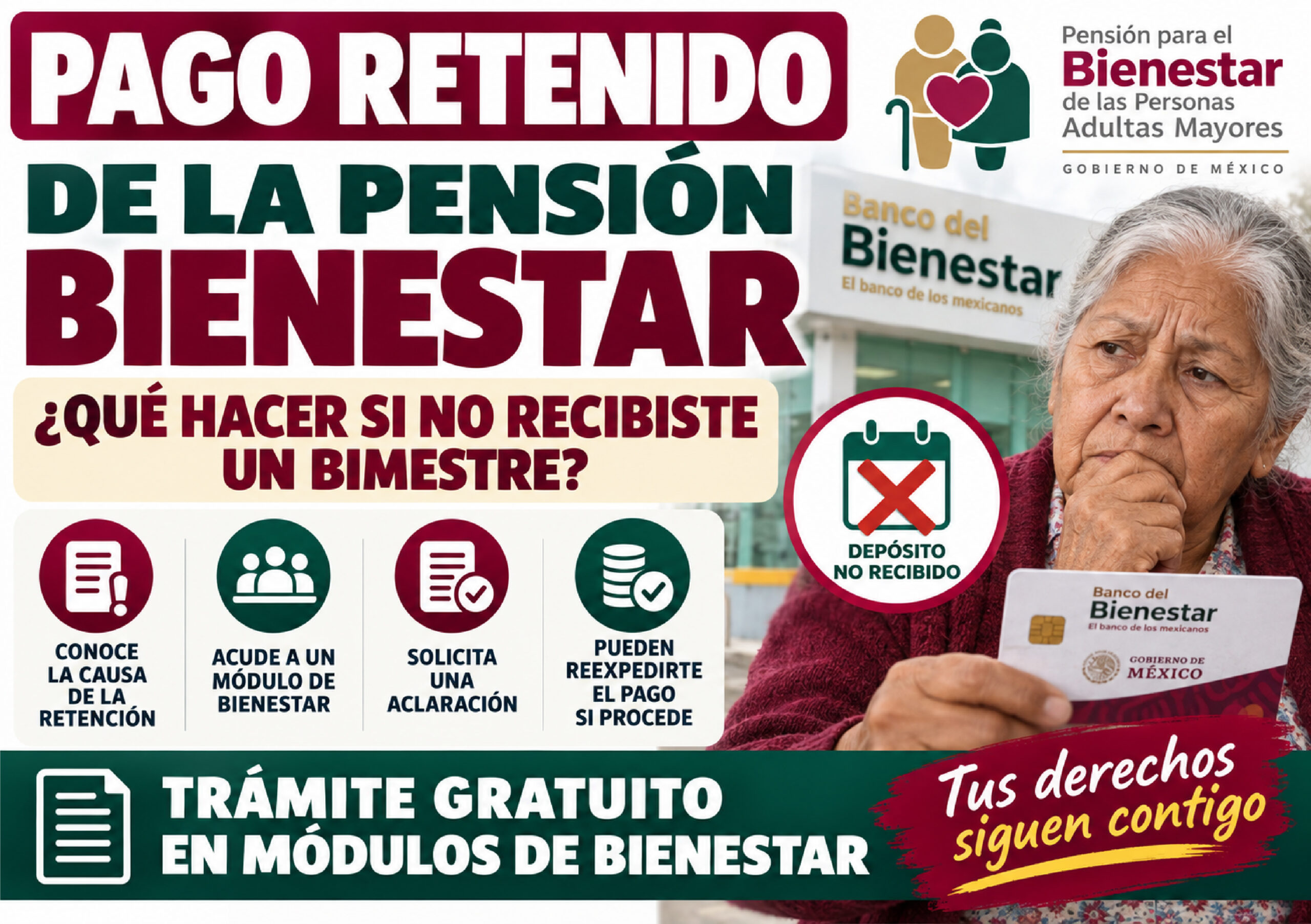 Pago retenido de la Pensión Bienestar: qué hacer si Bienestar dejó de depositar un bimestre