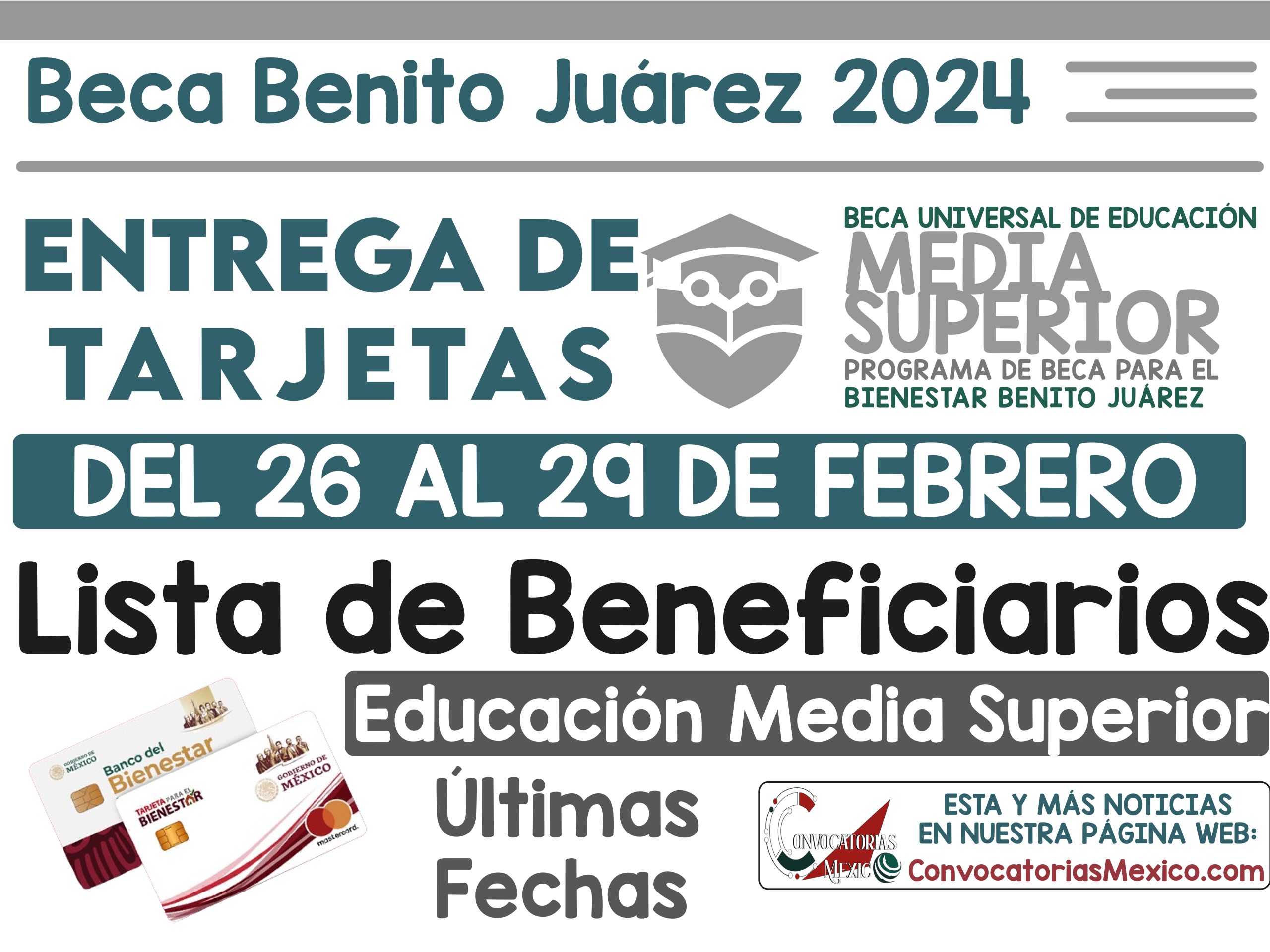 ¡Atención estudiantes! Llegó el momento de recibir tu Beca Benito Juárez del 26 al 29