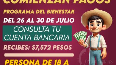 ¡$7,572 Pesos! Pago mensual Personas de entre 18 a 29 años de edad Programa del Bienestar 2024