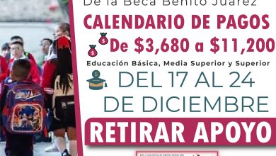 Del 17 al 24 de diciembre nuevos pagos para la Beca Benito Juárez 2024