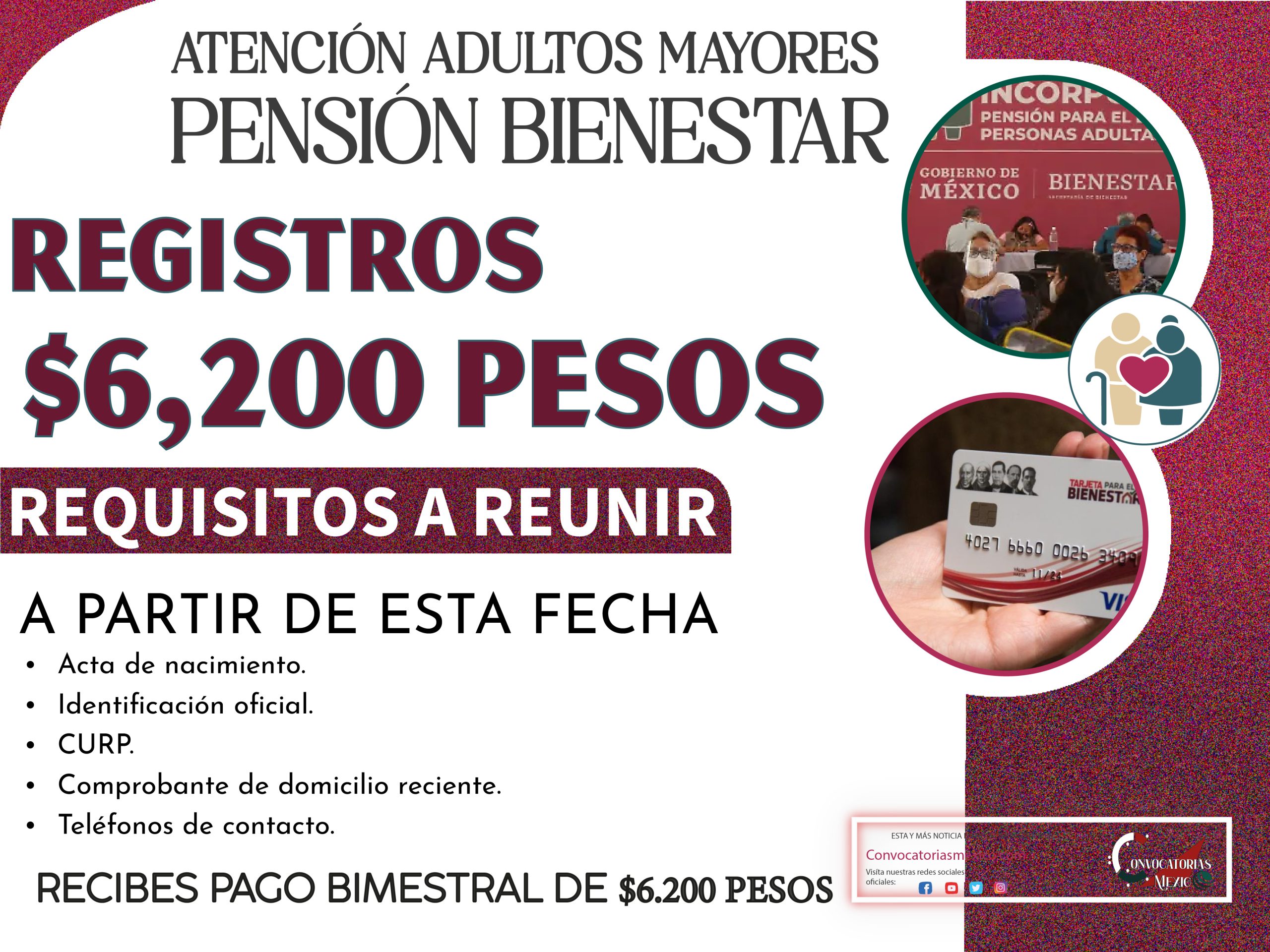 Pensión Bienestar 65 años o más $6,200 pesos nueva fecha de registro en febrero