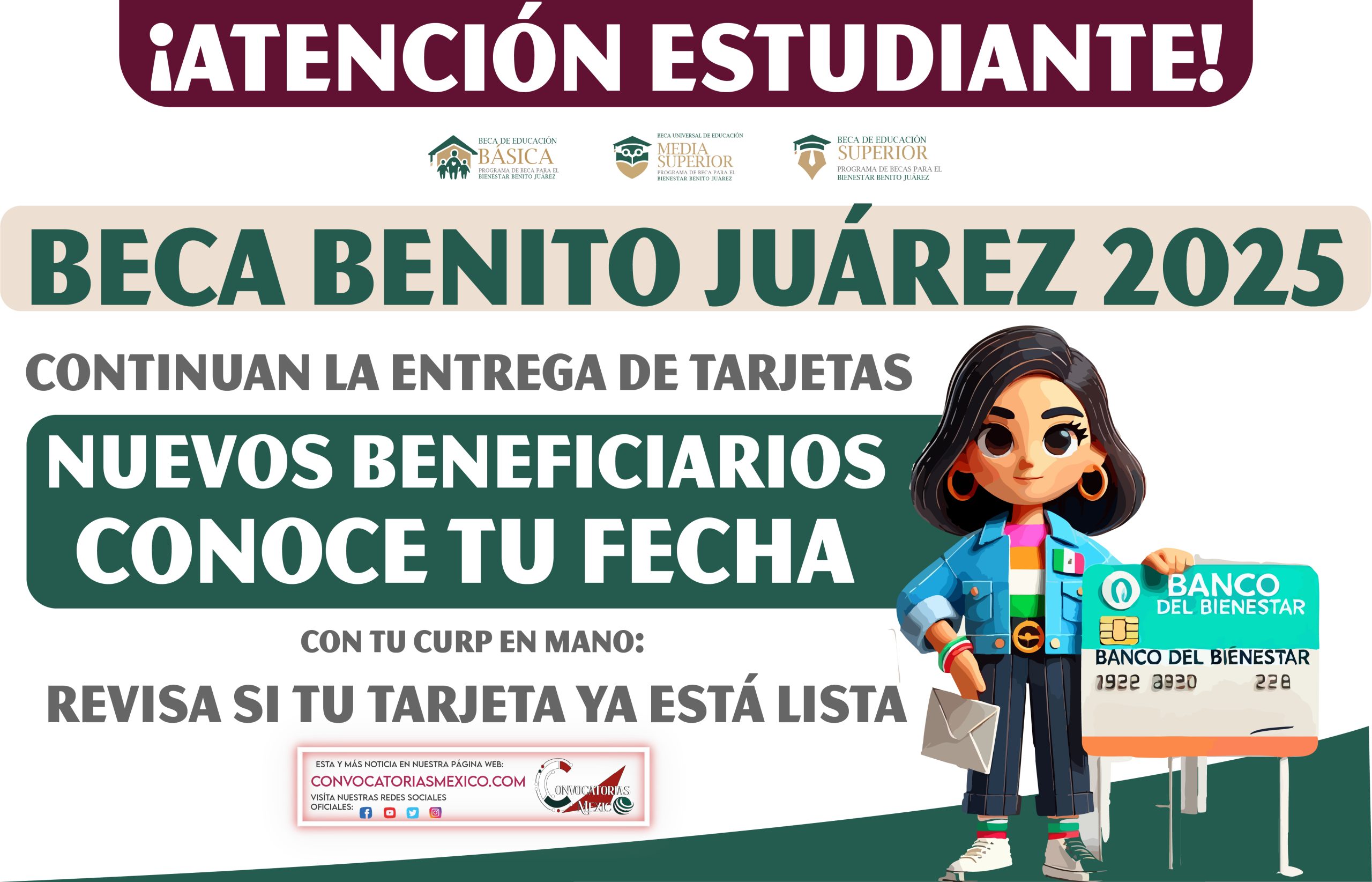 ¡Nuevos beneficiarios! Entrega de tarjetas con pago de $1,900 pesos de la Beca Benito Juárez 2025
