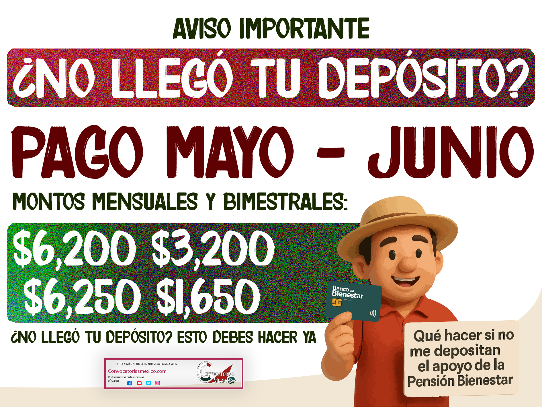 $6,200 - $3,200 - $6,250 - $1,650 ¿No llegó tu depósito? Pagos de los programas del Bienestar