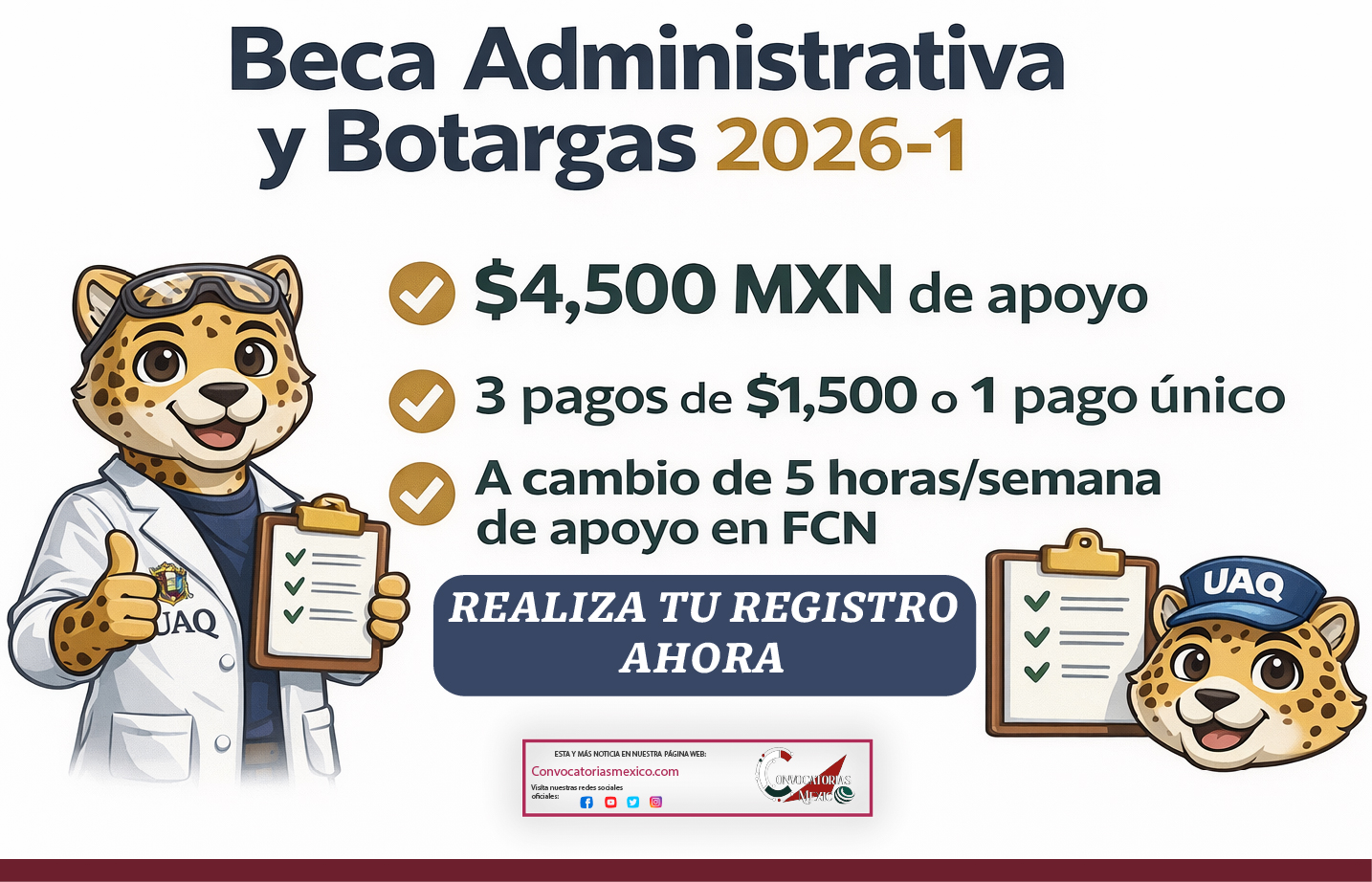 UAQ-FCN lanza la Beca “Administrativa y Botargas” 2026-1: apoyo económico a cambio de horas de apoyo en facultad