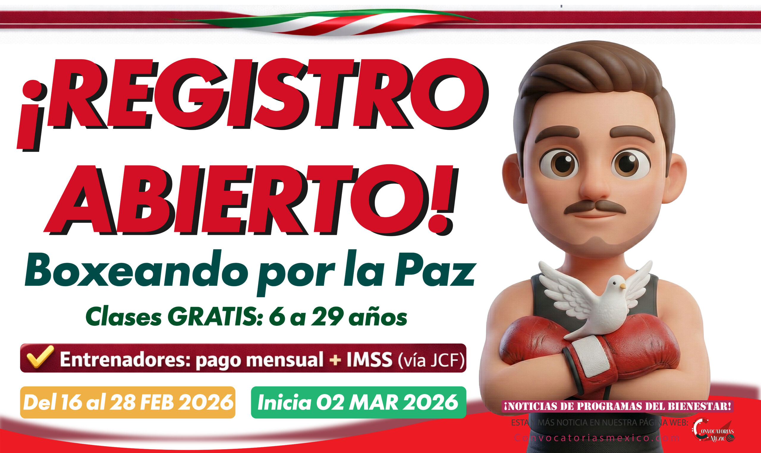 Clases gratuitas de box y pago mensual a entrenadores vía Jóvenes Construyendo el Futuro