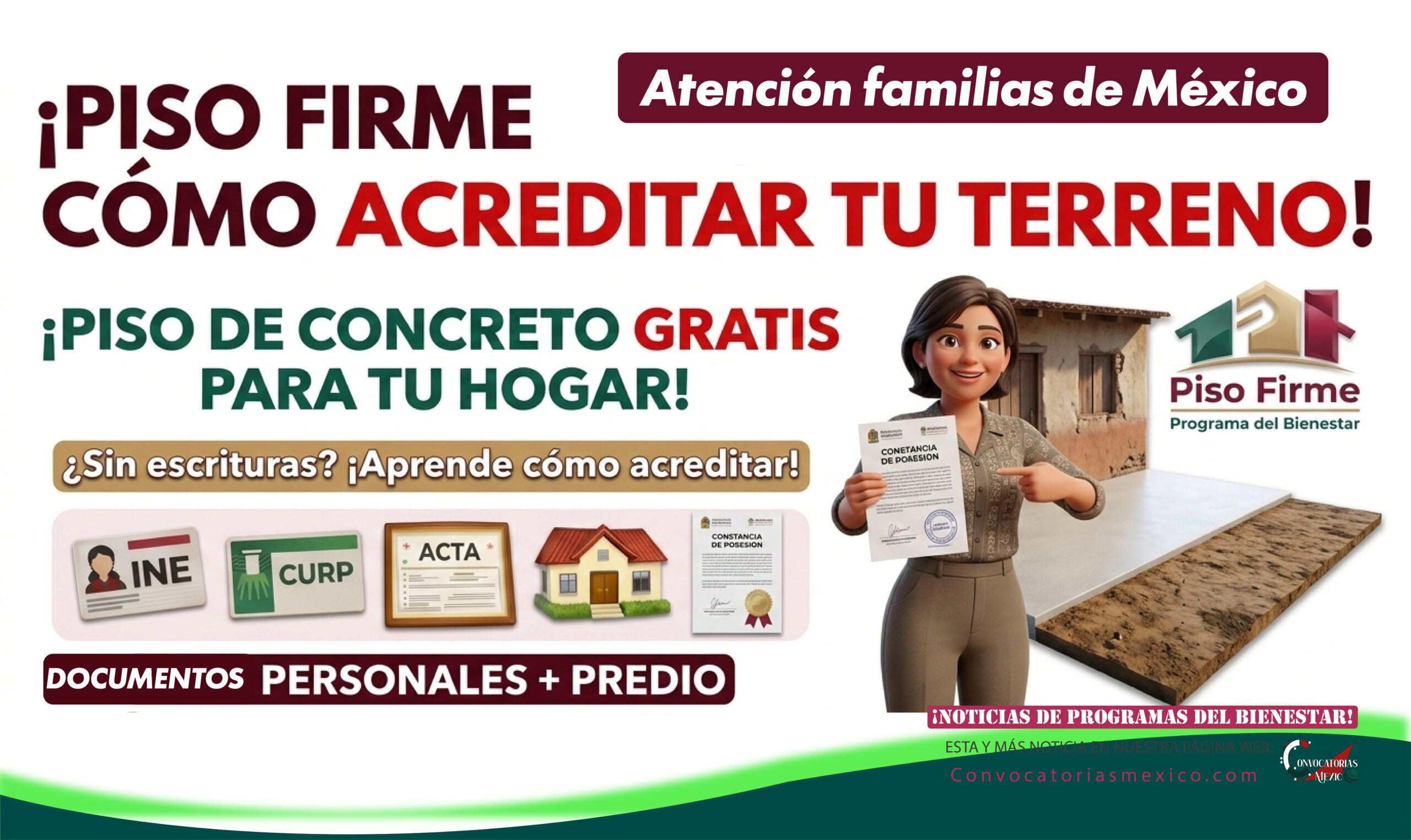 Piso firme: cómo acreditar propiedad o posesión del terreno para solicitar el apoyo