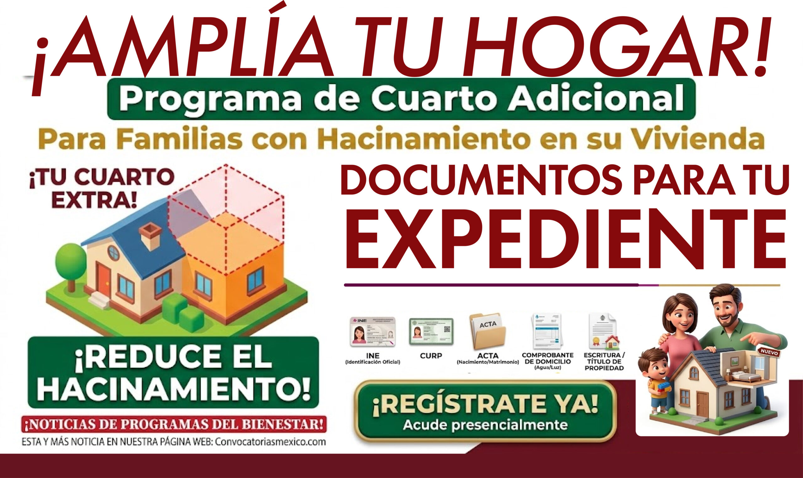 ¡AMPLÍA TU HOGAR! Programa de cuarto adicional para familias - Documentos para tu expediente