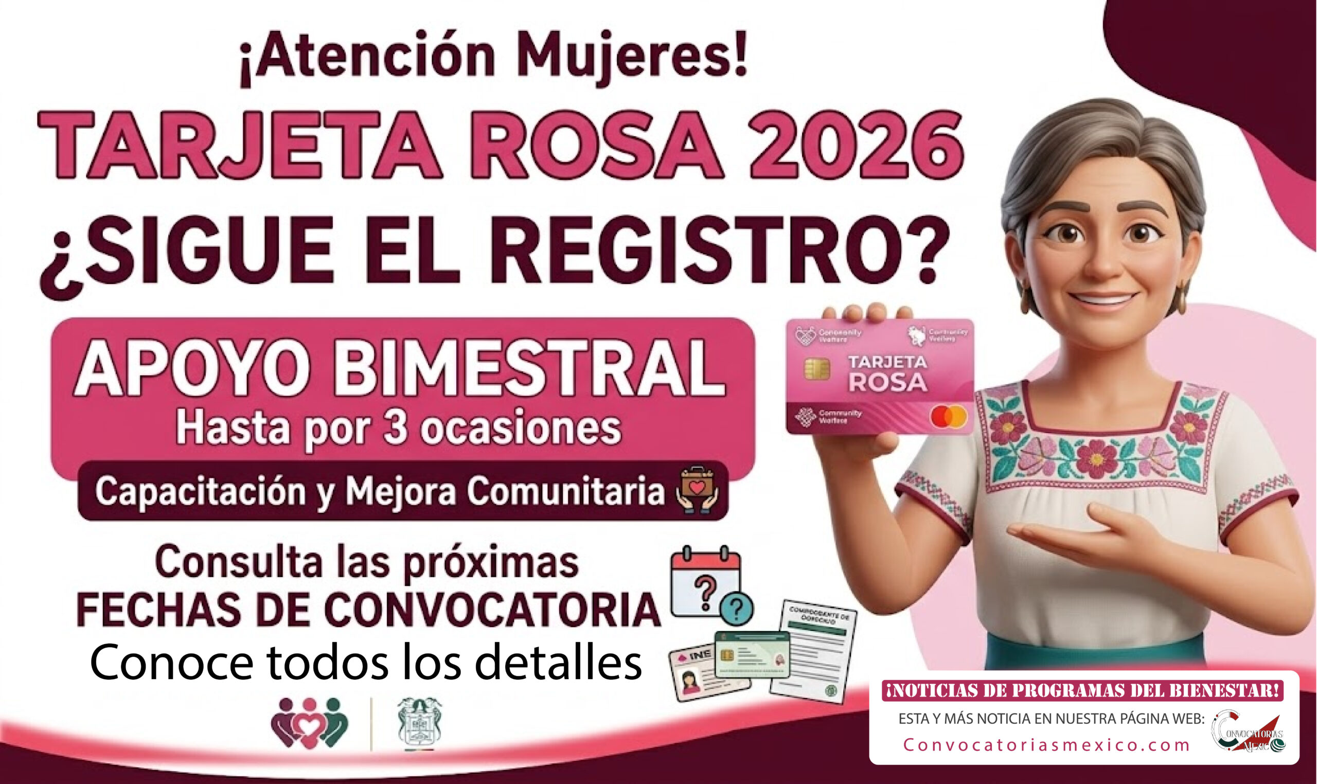 ¡Atención mujeres! Tarjeta rosa da apoyo bimestral hasta por 3 ocasiones en 2026